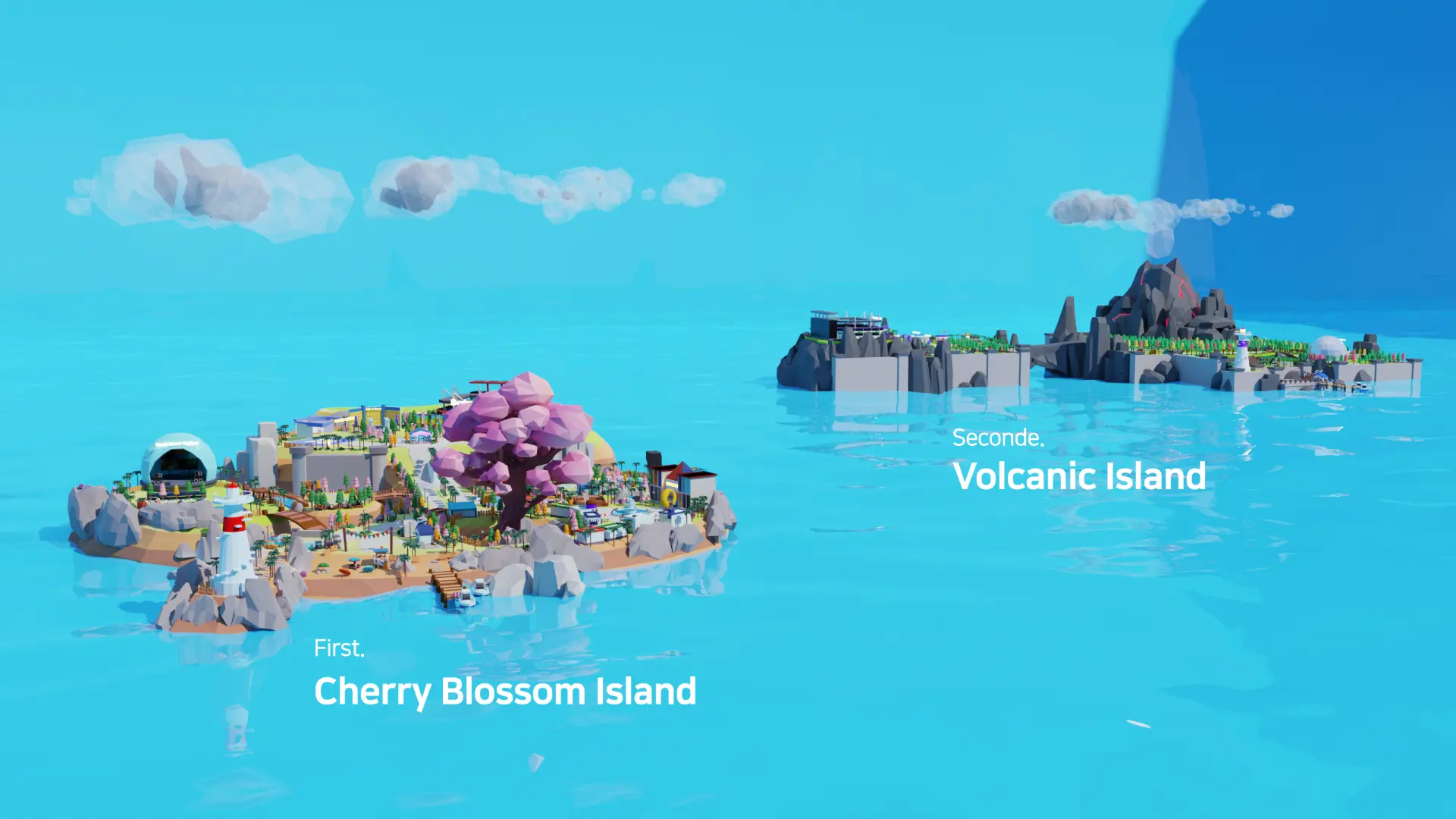 Cherry Blossom Island와 Volcanic Island